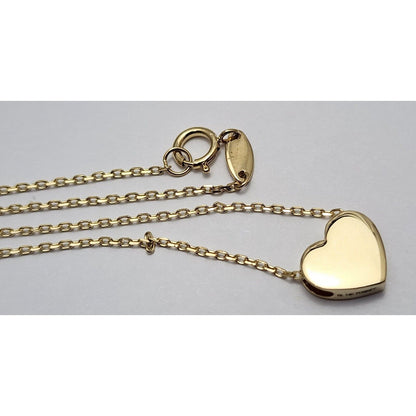 14K Yellow Gold Heart Link Chain Necklace