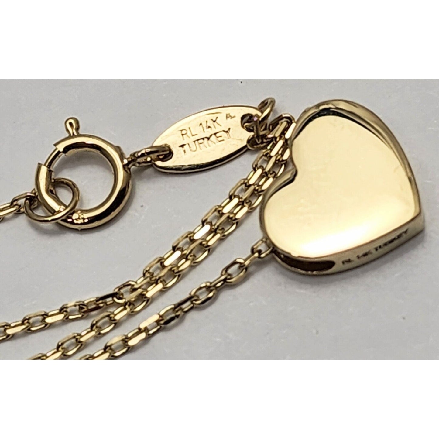 14K Yellow Gold Heart Link Chain Necklace