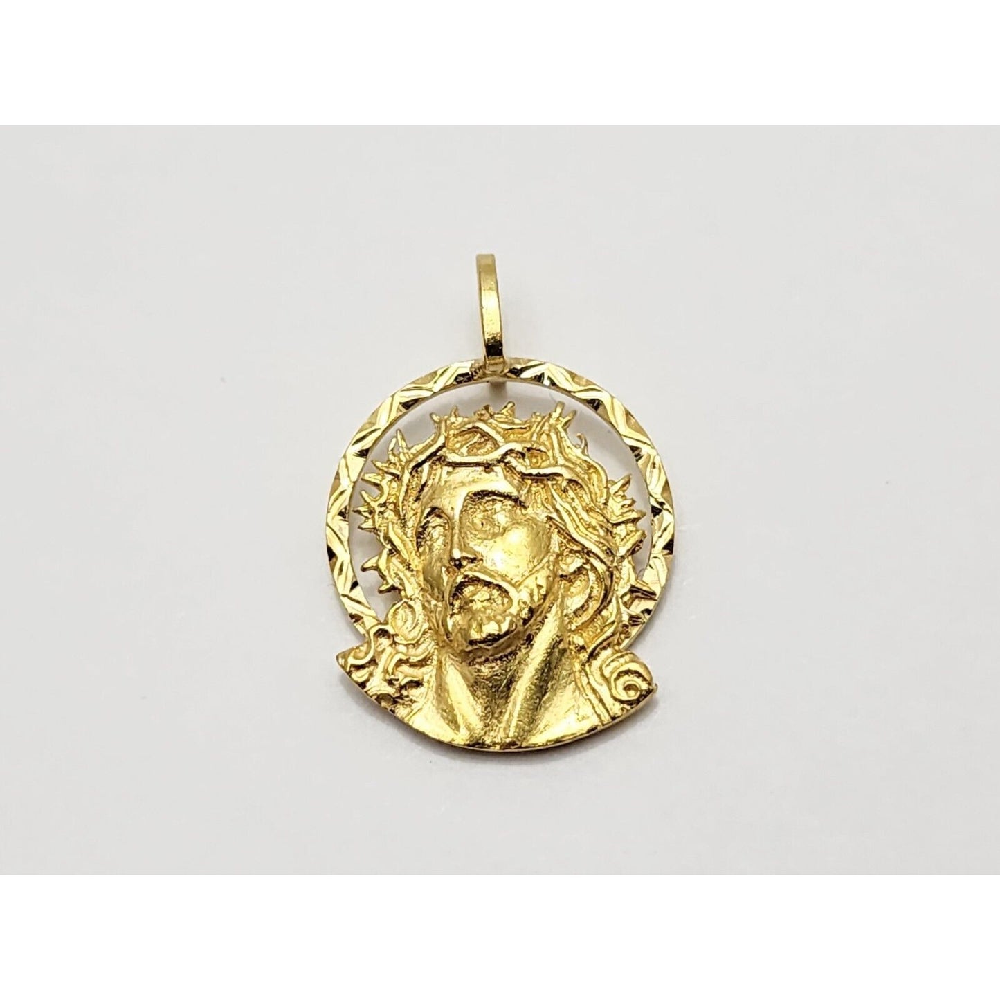 18K Yellow Gold Religious Jesus Head Charm Pendant