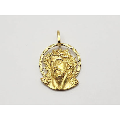 18K Yellow Gold Religious Jesus Head Charm Pendant