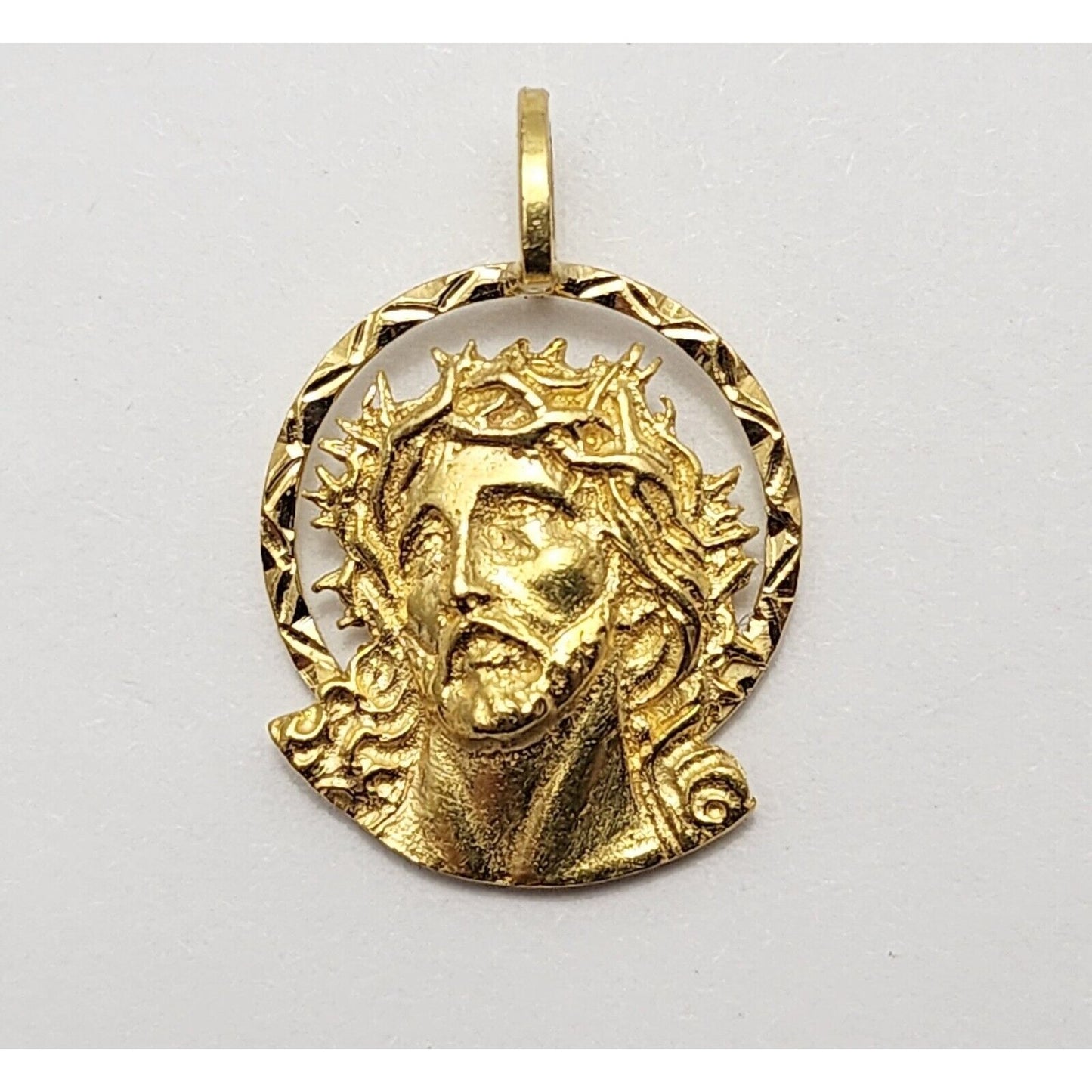 18K Yellow Gold Religious Jesus Head Charm Pendant