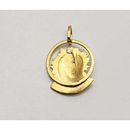 18K Yellow Gold Religious Jesus Head Charm Pendant