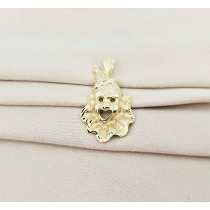 14K Yellow Gold Laughing Clown Dangle Charm Pendant