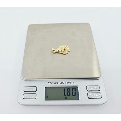 14K Yellow Gold Laughing Clown Dangle Charm Pendant