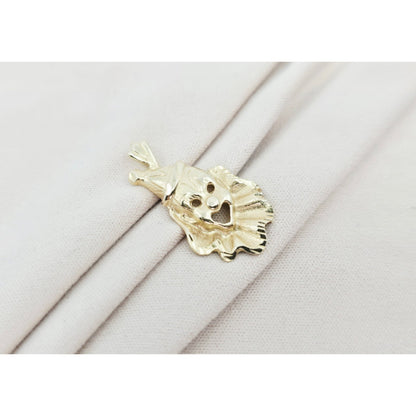 14K Yellow Gold Laughing Clown Dangle Charm Pendant