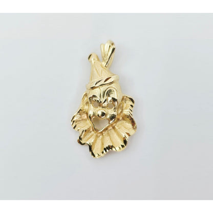 14K Yellow Gold Laughing Clown Dangle Charm Pendant