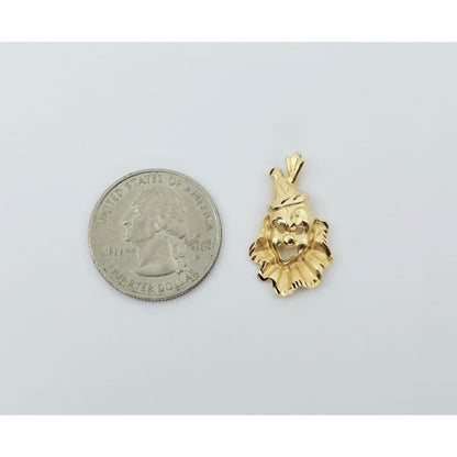 14K Yellow Gold Laughing Clown Dangle Charm Pendant