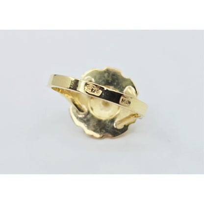 18K Two Tone Gold Floral Flower Diamond Ring