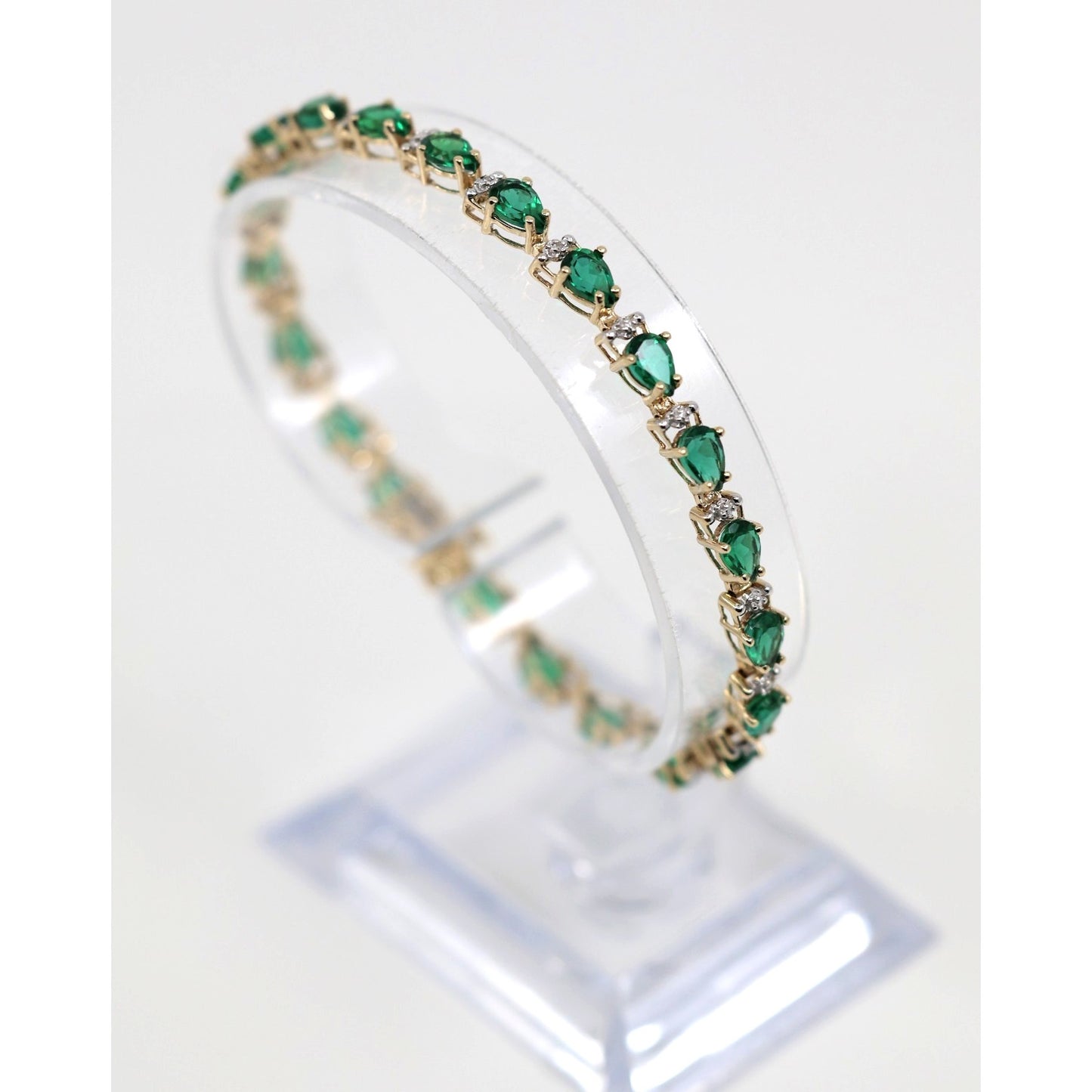 10K Yellow Gold Tourmaline Tennis Link Bracelet