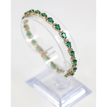 10K Yellow Gold Tourmaline Tennis Link Bracelet