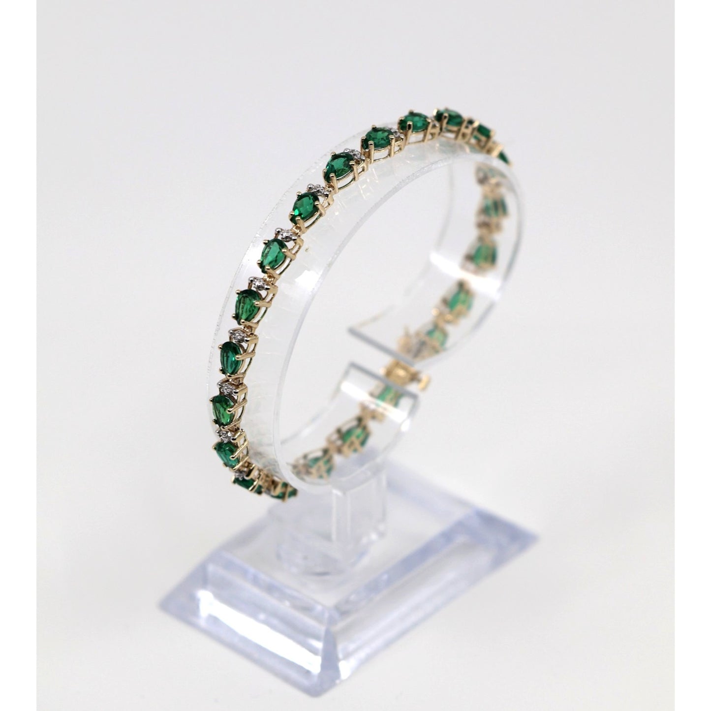 10K Yellow Gold Tourmaline Tennis Link Bracelet
