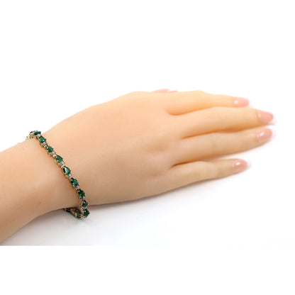 10K Yellow Gold Tourmaline Tennis Link Bracelet