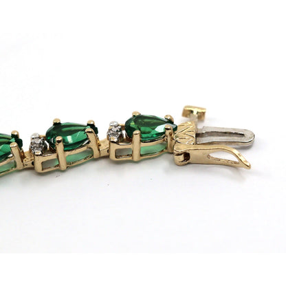 10K Yellow Gold Tourmaline Tennis Link Bracelet