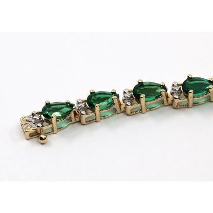 10K Yellow Gold Tourmaline Tennis Link Bracelet