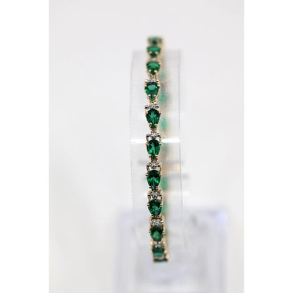 10K Yellow Gold Tourmaline Tennis Link Bracelet