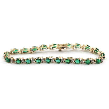 10K Yellow Gold Tourmaline Tennis Link Bracelet
