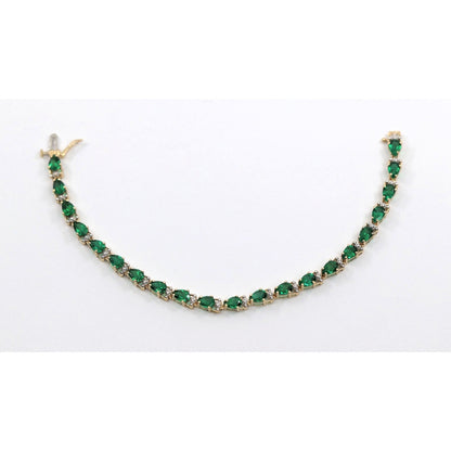10K Yellow Gold Tourmaline Tennis Link Bracelet