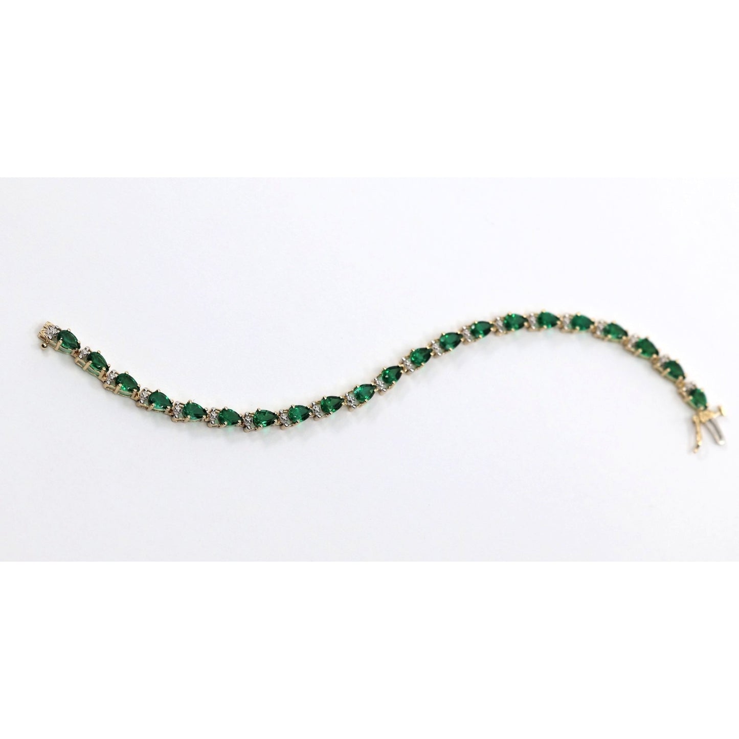 10K Yellow Gold Tourmaline Tennis Link Bracelet