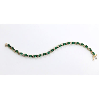 10K Yellow Gold Tourmaline Tennis Link Bracelet
