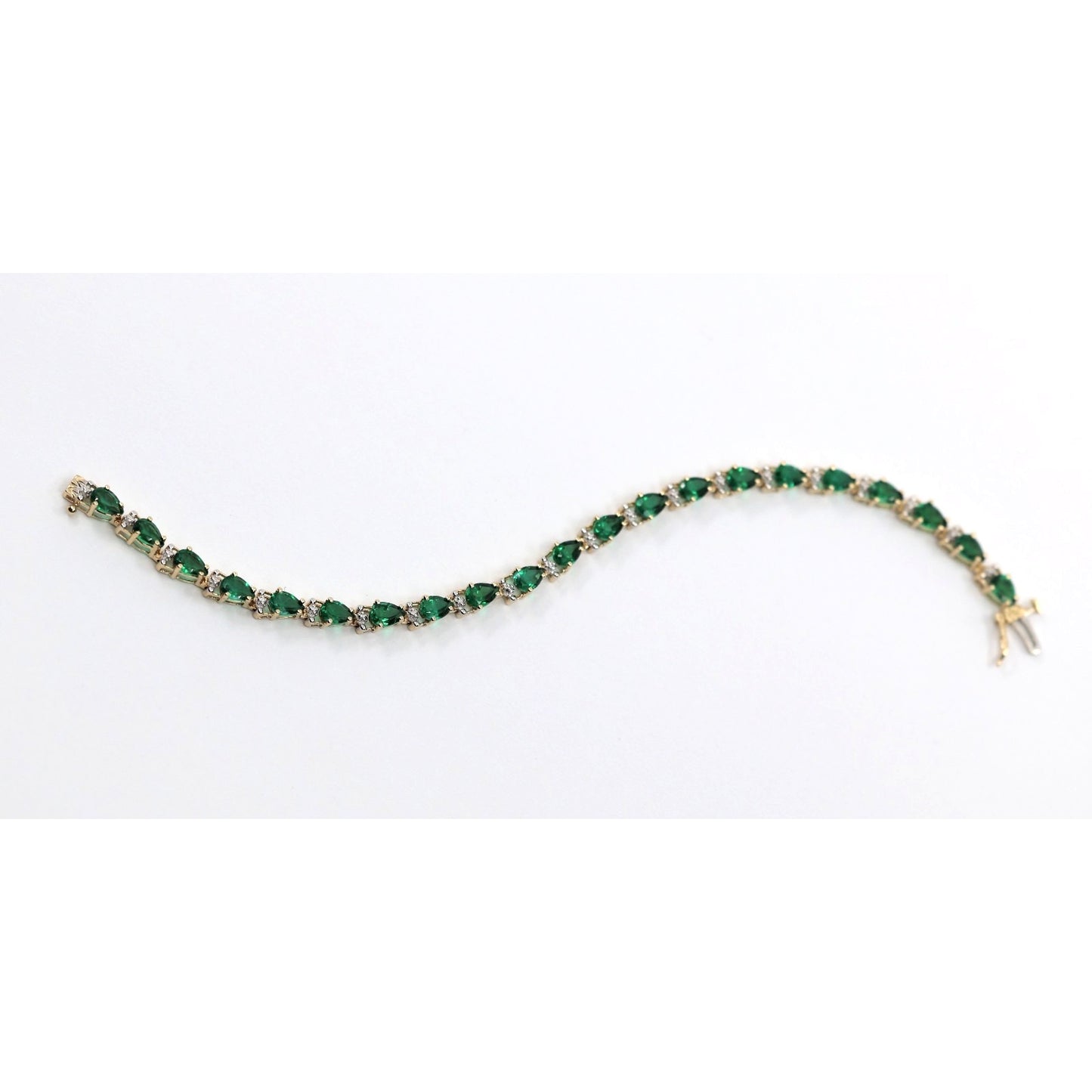 10K Yellow Gold Tourmaline Tennis Link Bracelet