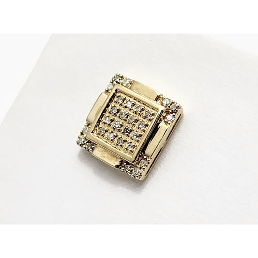 Single 10K Yellow Gold Square Shaped Diamond Stud Earring