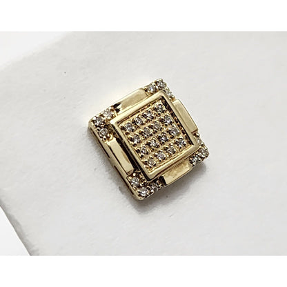 Single 10K Yellow Gold Square Shaped Diamond Stud Earring