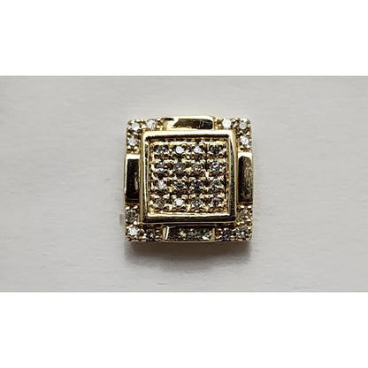 Single 10K Yellow Gold Square Shaped Diamond Stud Earring