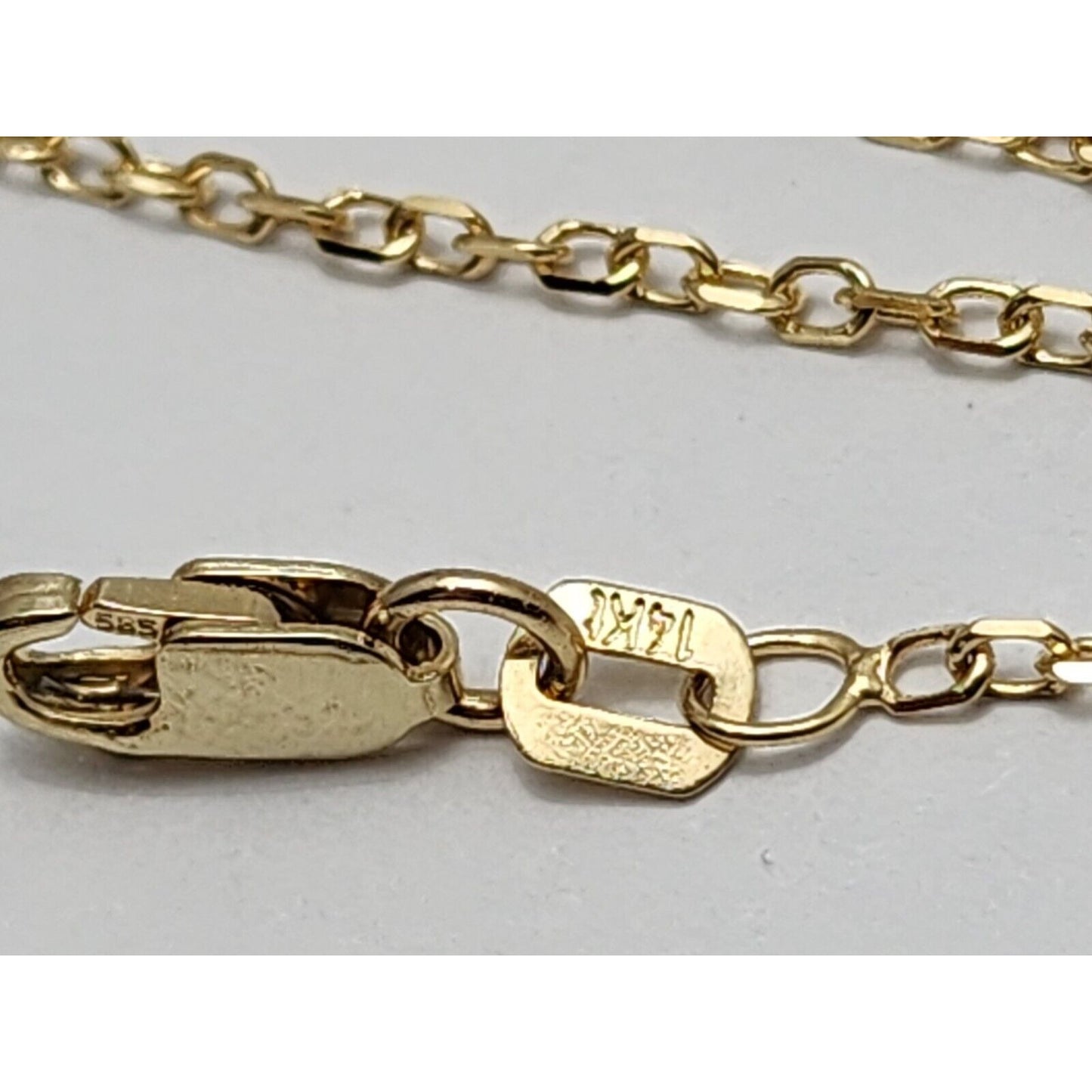 14K Yellow Gold Initial Name "Christian" Charm Pendant Cable Link Chain Necklace