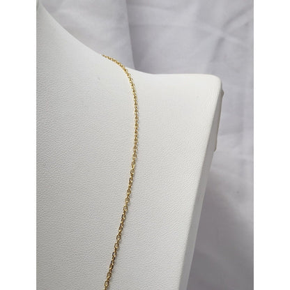 14K Yellow Gold Initial Name "Christian" Charm Pendant Cable Link Chain Necklace