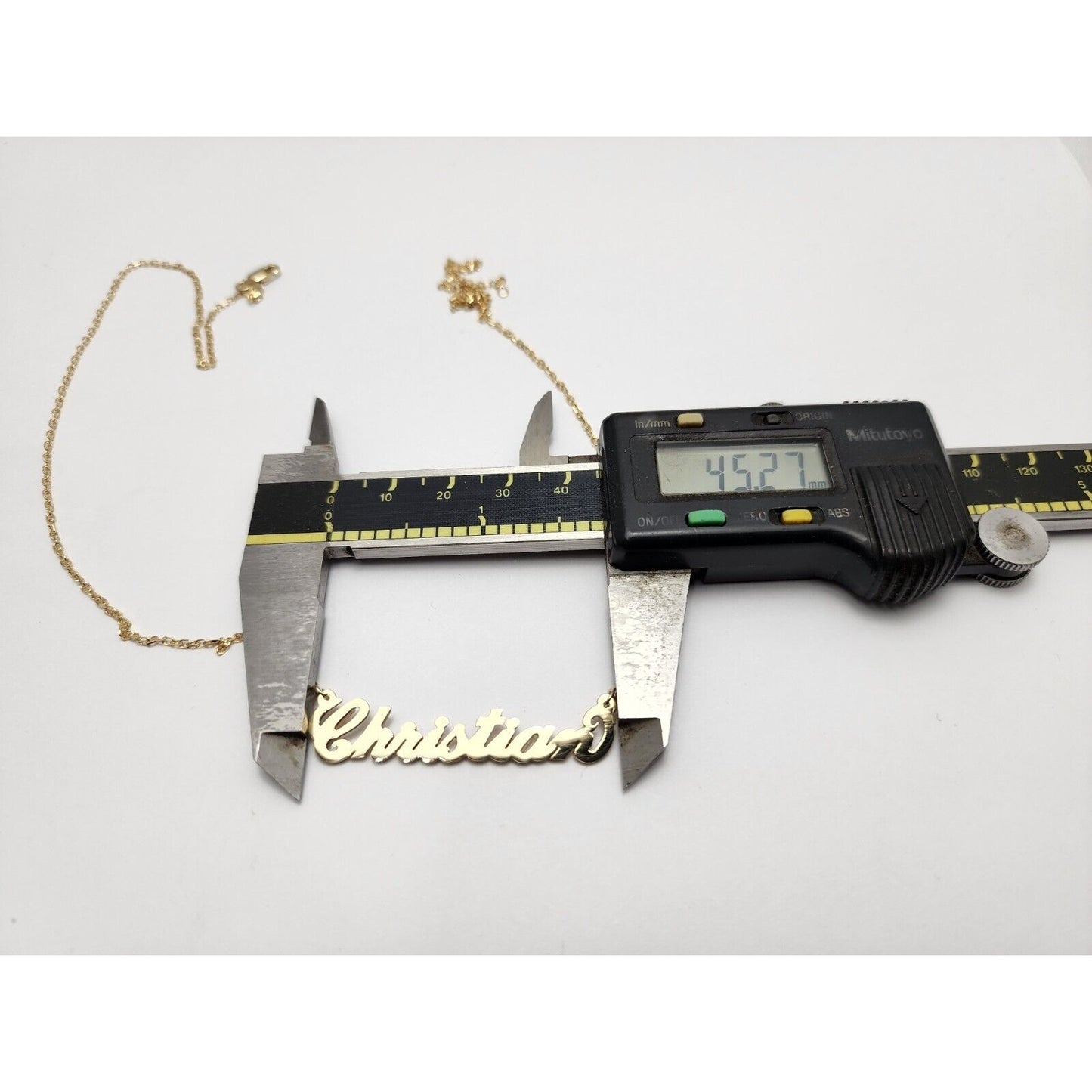 14K Yellow Gold Initial Name "Christian" Charm Pendant Cable Link Chain Necklace