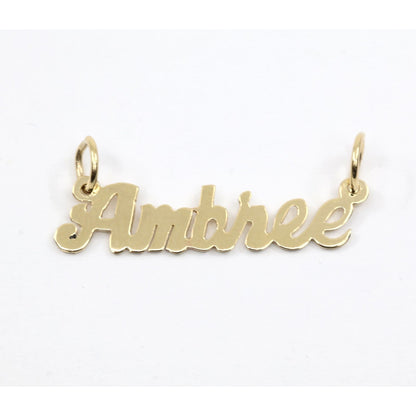 14K Yellow Gold Name Initial "Ambree" Charm Pendant