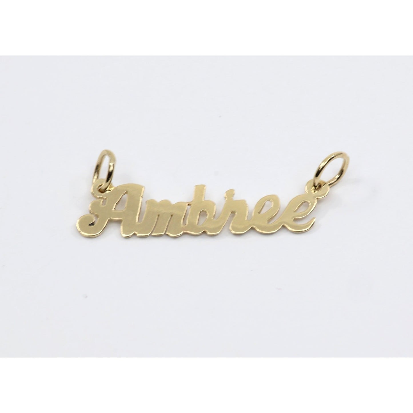 14K Yellow Gold Name Initial "Ambree" Charm Pendant