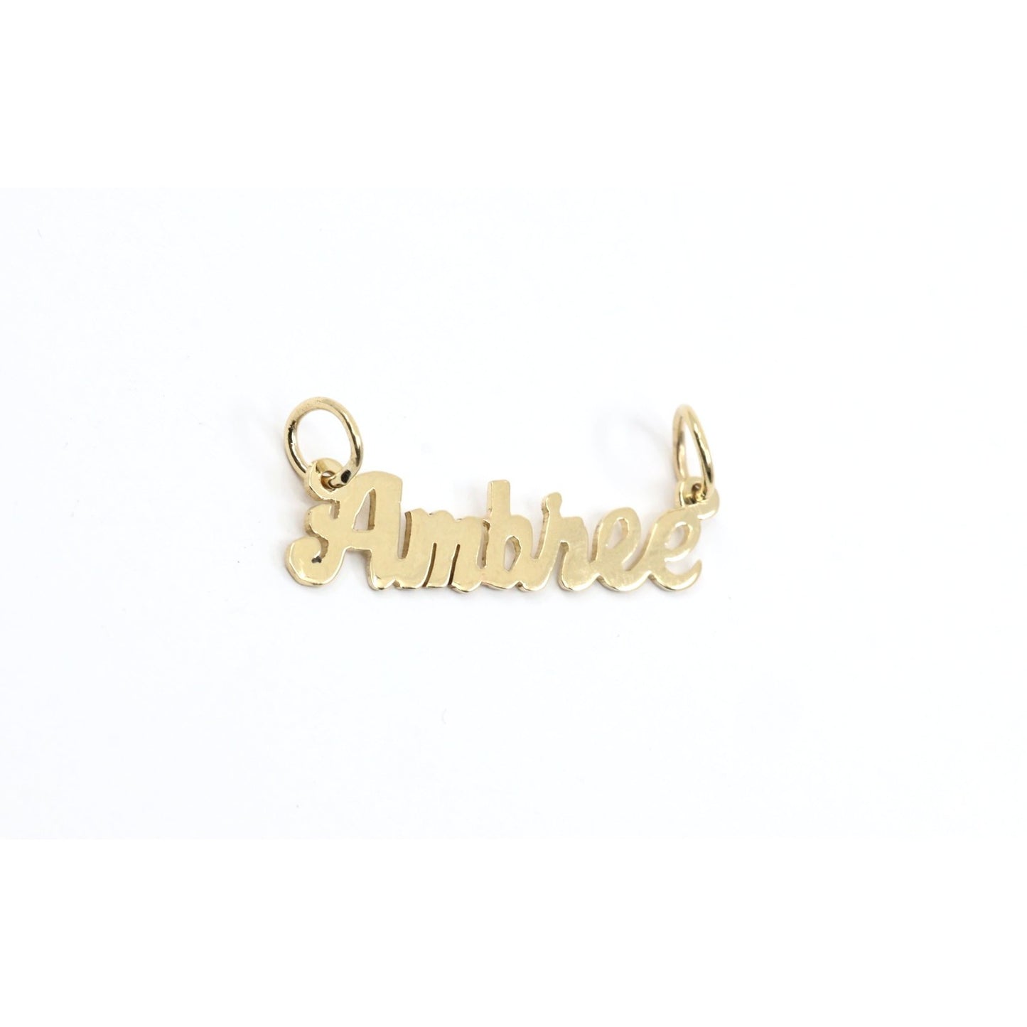 14K Yellow Gold Name Initial "Ambree" Charm Pendant