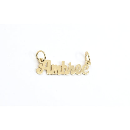 14K Yellow Gold Name Initial "Ambree" Charm Pendant