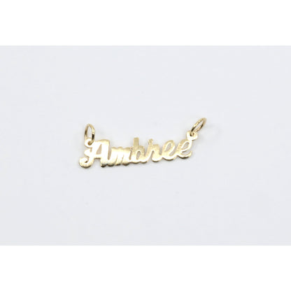 14K Yellow Gold Name Initial "Ambree" Charm Pendant