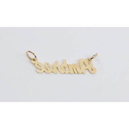 14K Yellow Gold Name Initial "Ambree" Charm Pendant