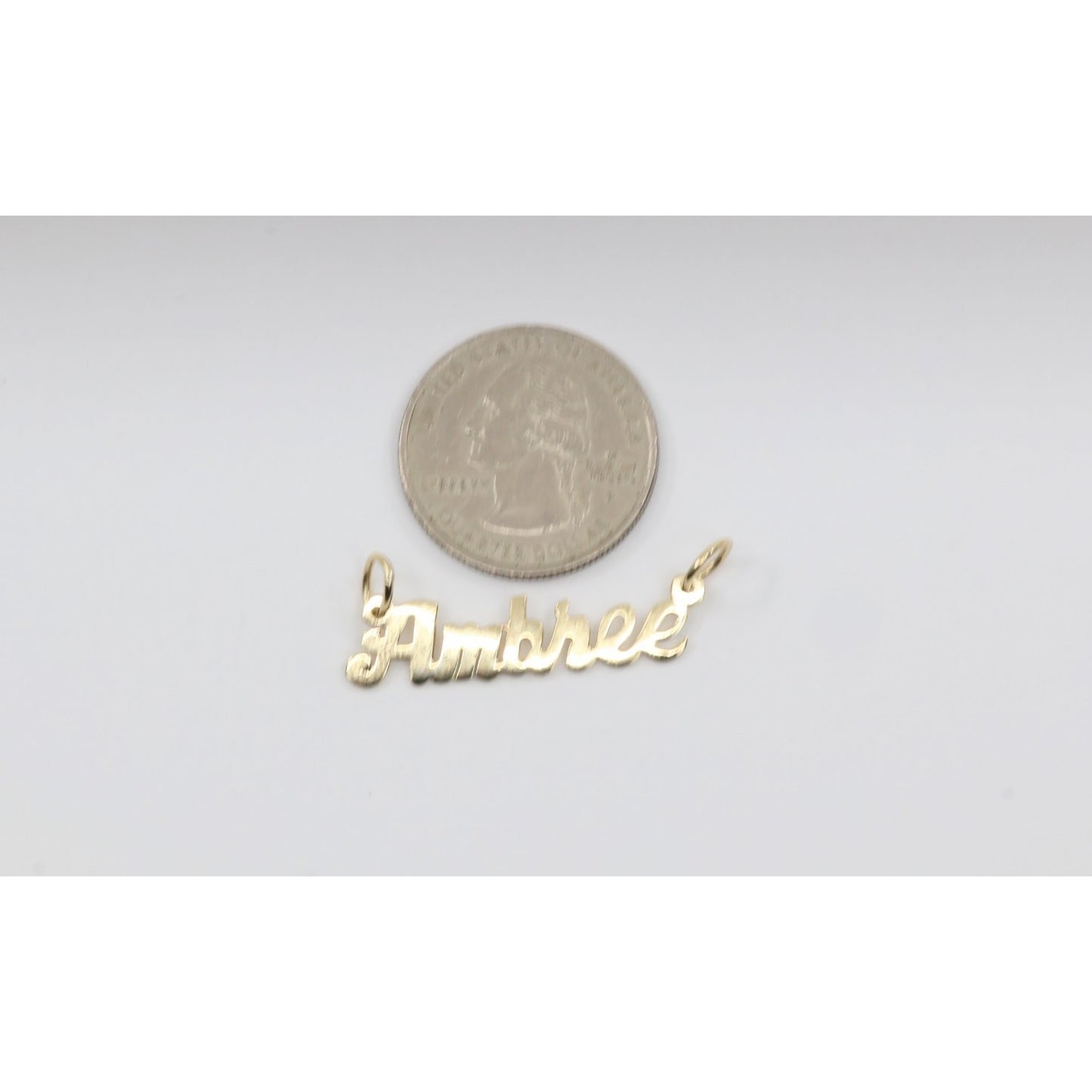 14K Yellow Gold Name Initial "Ambree" Charm Pendant