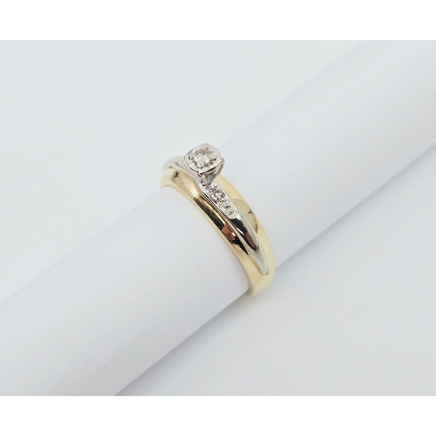 14K Two Tone Gold Ladies Diamond Engagement Ring