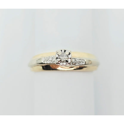 14K Two Tone Gold Ladies Diamond Engagement Ring