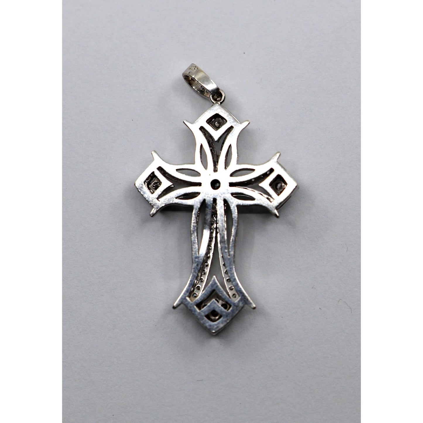 14K White Gold 1ct Diamond Cross Pendant Charm