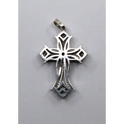 14K White Gold 1ct Diamond Cross Pendant Charm
