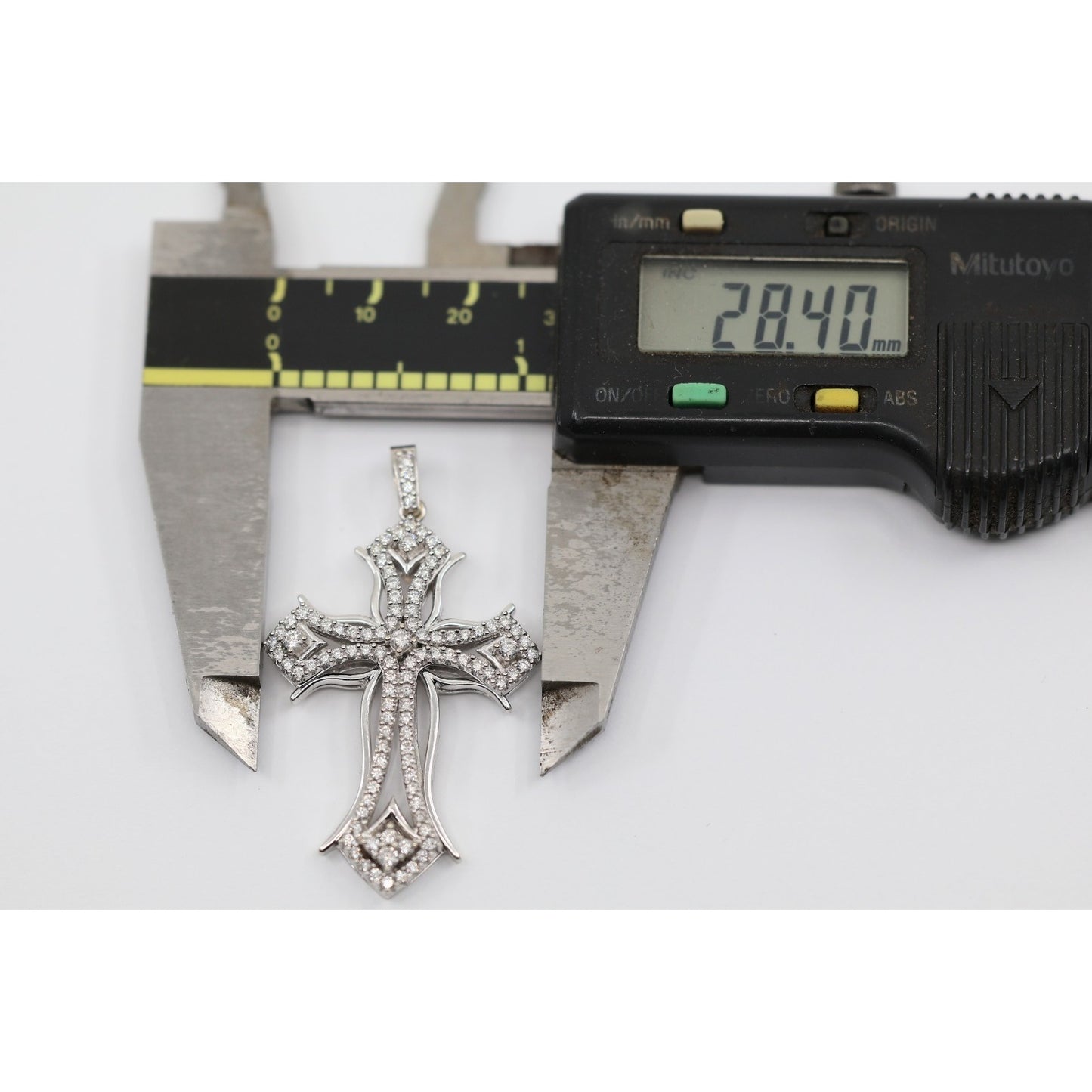 14K White Gold 1ct Diamond Cross Pendant Charm