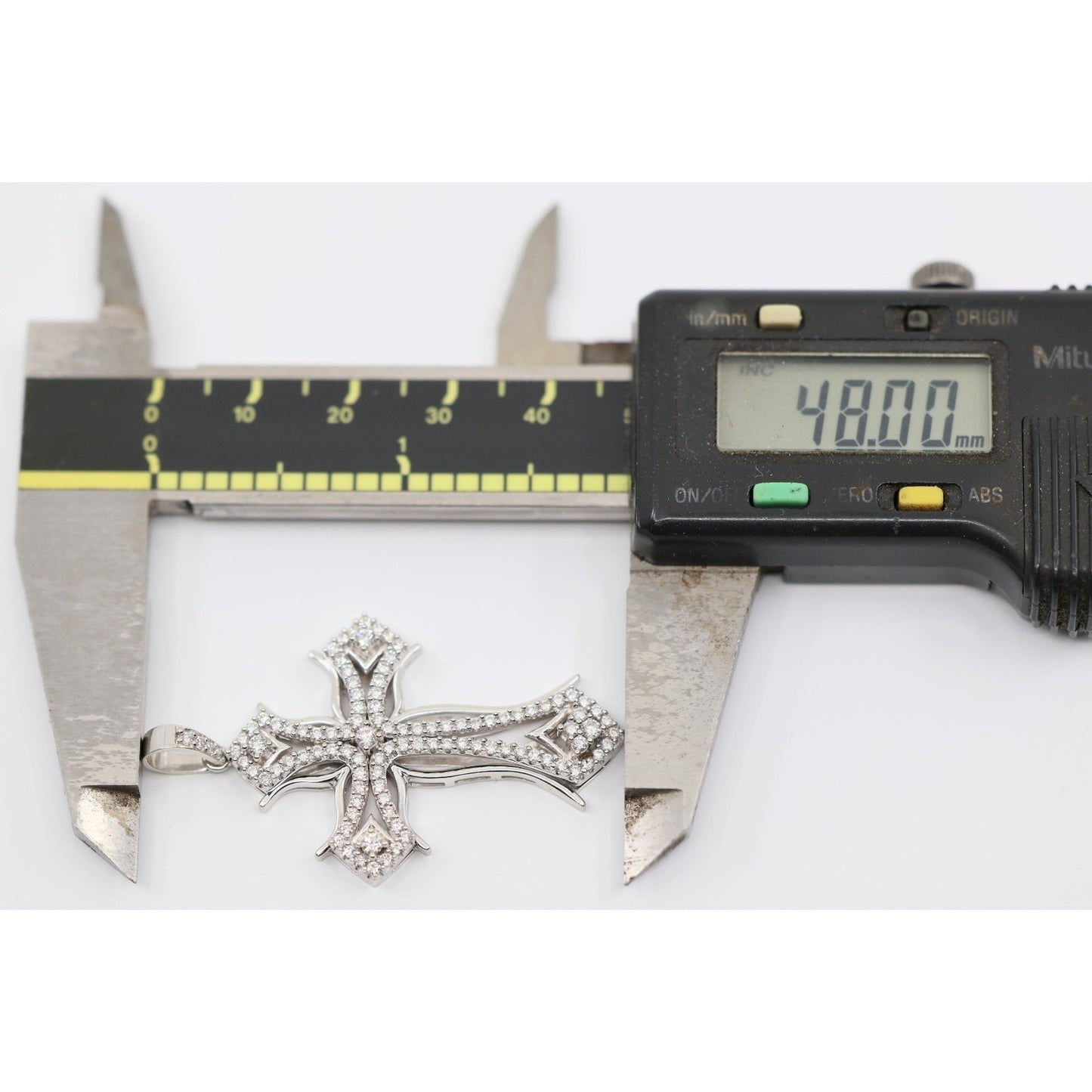 14K White Gold 1ct Diamond Cross Pendant Charm