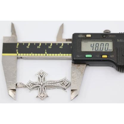 14K White Gold 1ct Diamond Cross Pendant Charm