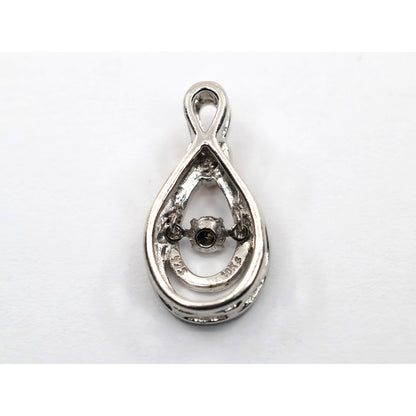 Sterling Silver & 10K Rose Gold Two Tone Drop Dangle Diamond Heart Charm Pendant