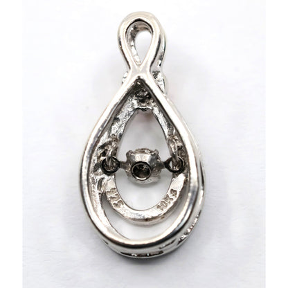 Sterling Silver & 10K Rose Gold Two Tone Drop Dangle Diamond Heart Charm Pendant