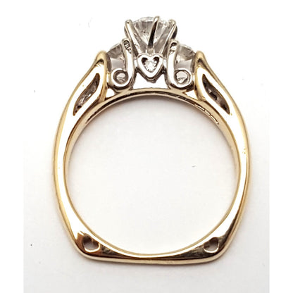 14K Two Tone Multi Color Gold Designer Round & Baguette Diamond Engagement Ring