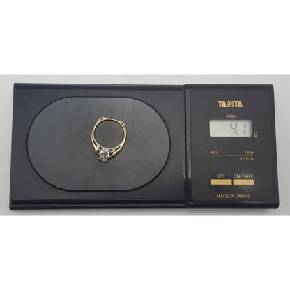 14K Two Tone Multi Color Gold Designer Round & Baguette Diamond Engagement Ring