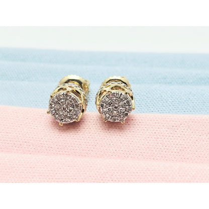 10K Yellow Gold Round Shaped Diamond Stud Earrings