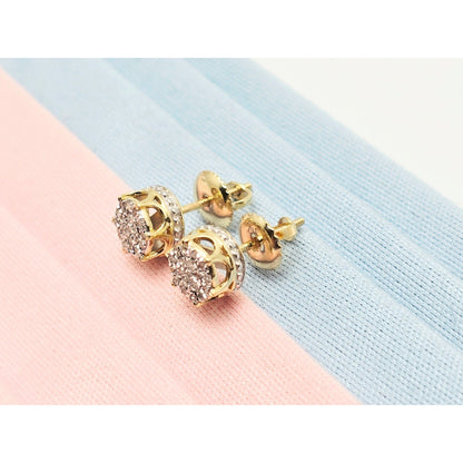 10K Yellow Gold Round Shaped Diamond Stud Earrings
